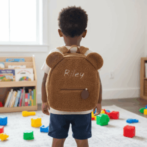 Teddy rugtasje bruin met naam