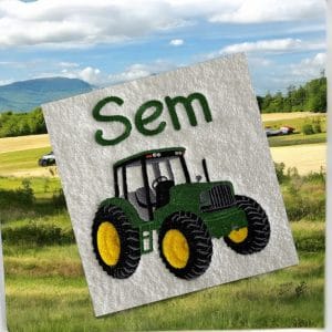 Badhanddoek met naam en tractor
