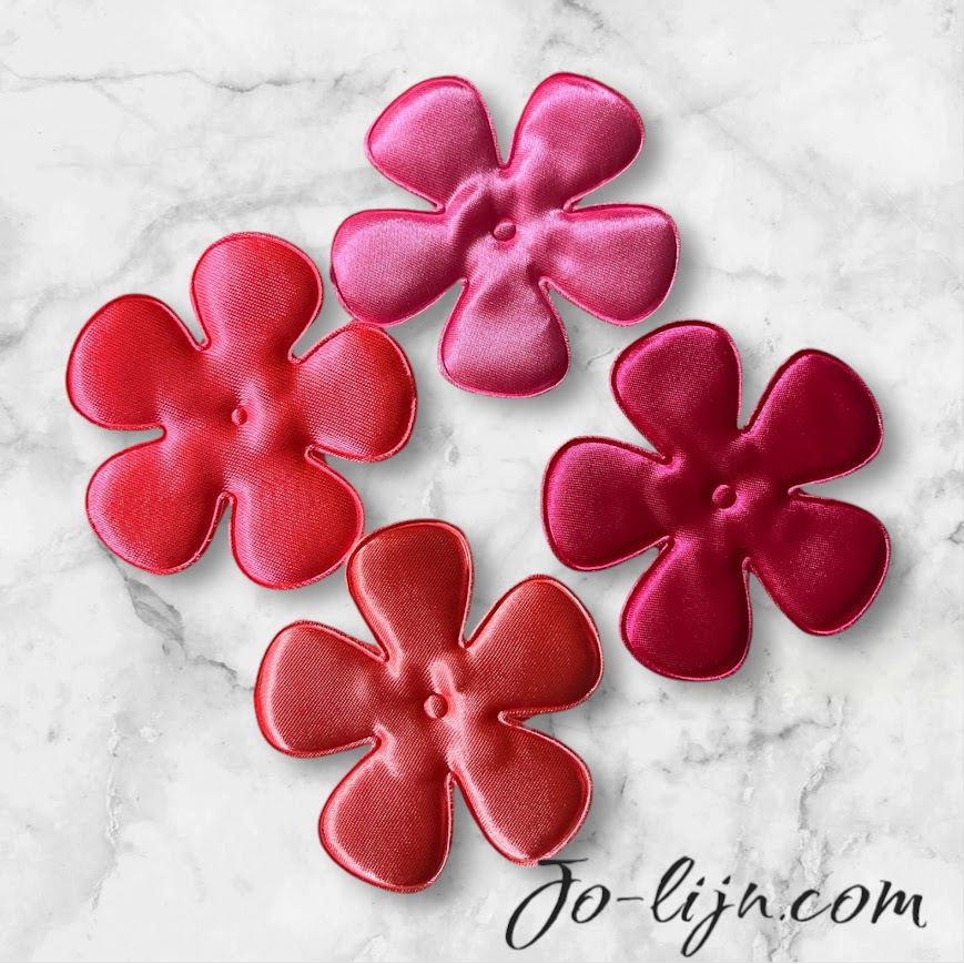 Bloemen satijn roze 65mm   Bloemen satijn roze 65mm